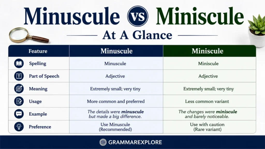 Minuscule vs Miniscule At A Glance