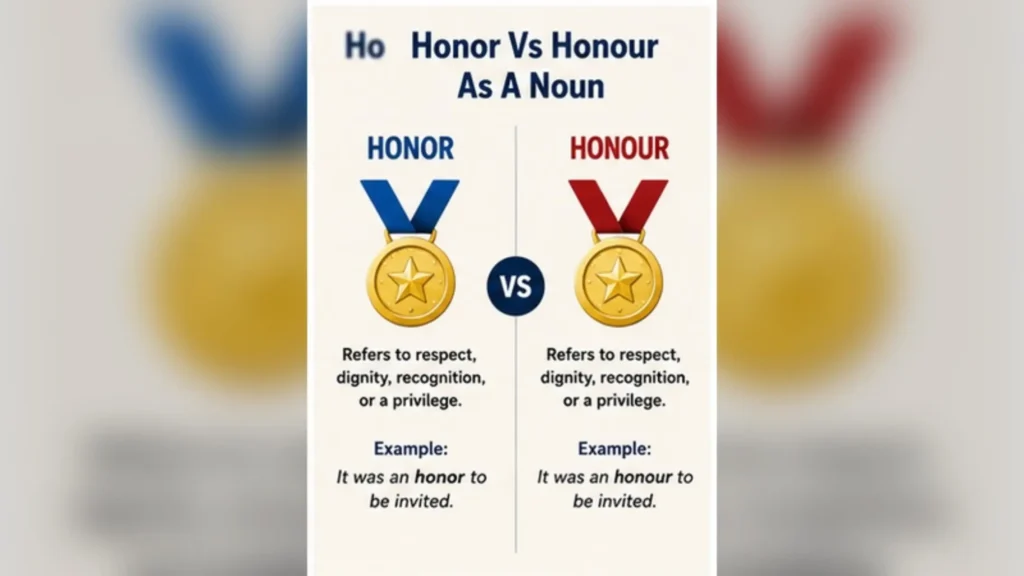 Honor And Honour As A Noun