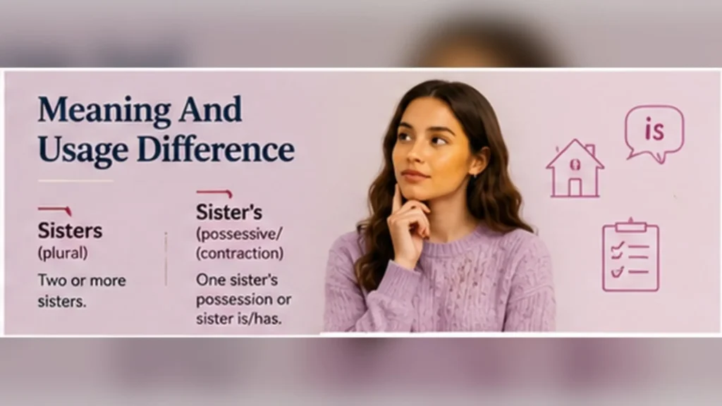 Examples showing sisters as plural and sister’s as possessive or contraction