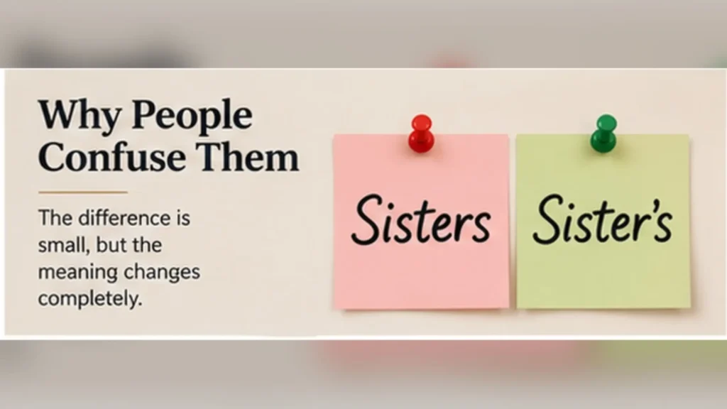Sisters and sister’s showing how an apostrophe changes grammatical meaning